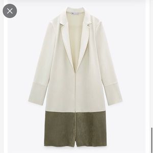 Zara faux suede color block coat
